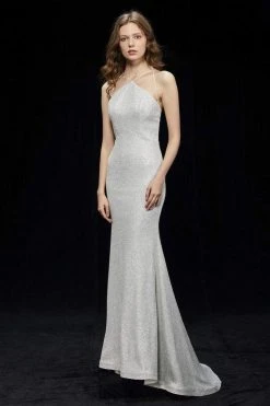 Angela & Alison - 81121 Halter Neck Fitted Gown Formal Gowns