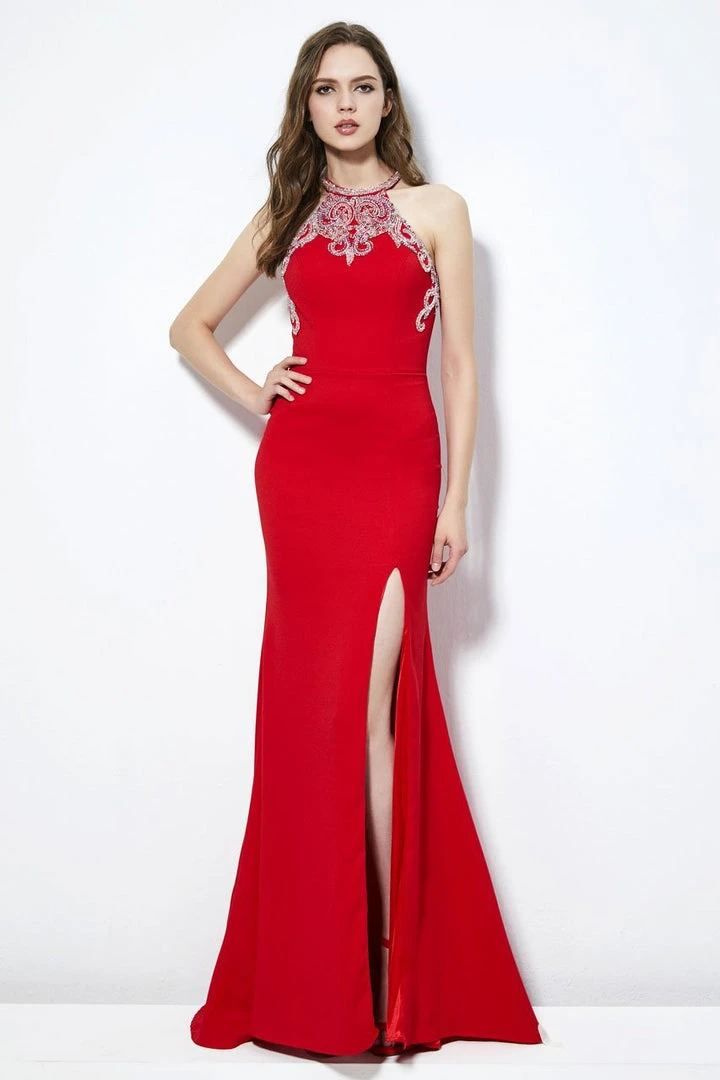 Angela & Alison - 81125 Beaded Halter Neck Fitted Long Dress Formal Gowns 6 Angela & Alison - 81125 Beaded Halter Neck Fitted Long Dress Formal Gowns
