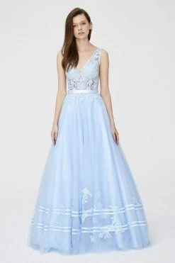 Angela & Alison - 81133 Sleeveless V-neck Embellished Ballgown Formal Gowns