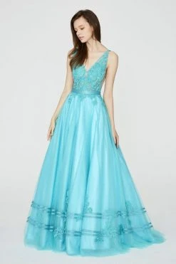 Angela & Alison - 81133 Sleeveless V-neck Embellished Ballgown Formal Gowns 13 Angela & Alison - 81133 Sleeveless V-neck Embellished Ballgown Formal Gowns
