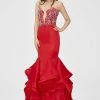 Angela & Alison - 81139 Beaded Embellished Plunging Illusion Neck Ruffled Mermaid Gown - 1 Pc Hot Red In Size 6 Available 1 Angela & Alison - 81139 Beaded Embellished Plunging Illusion Neck Ruffled Mermaid Gown - 1 Pc Hot Red In Size 6 Available