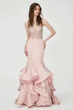 Angela & Alison - 81139 Beaded Strapless Ruffled Mermaid Gown Formal Gowns
