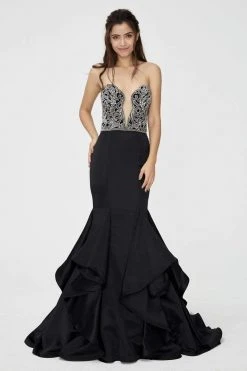 Angela & Alison - 81139 Beaded Strapless Ruffled Mermaid Gown Formal Gowns