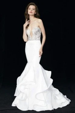 Angela & Alison - 81139 Beaded Strapless Ruffled Mermaid Gown Formal Gowns