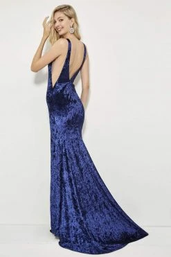 Formal Gowns Angela & Alison - 81141 Deep Neckline And Sides Mermaid Gown
