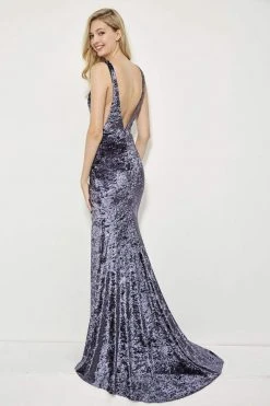 Formal Gowns Angela & Alison - 81141 Deep Neckline And Sides Mermaid Gown