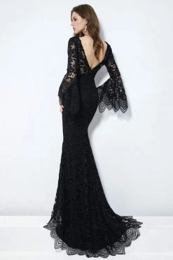 Angela & Alison - 81142 Long Bell Sleeves Fitted Lace Gown Formal Gowns