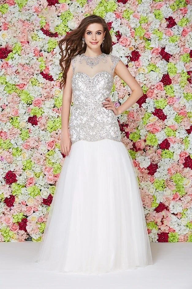 Angela & Alison - 861204 Embroidered Illusion Trumpet Gown Formal Gowns 4 Angela & Alison - 861204 Embroidered Illusion Trumpet Gown Formal Gowns