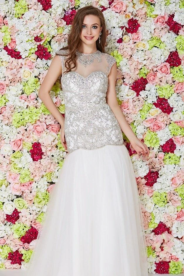 Angela & Alison - 861204 Embroidered Illusion Trumpet Gown Formal Gowns 3 Angela & Alison - 861204 Embroidered Illusion Trumpet Gown Formal Gowns