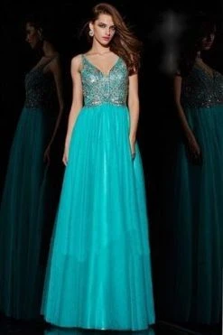 Formal Gowns Angela & Alison - 951015 V-Neck Sleeveless Beaded Evening Gown