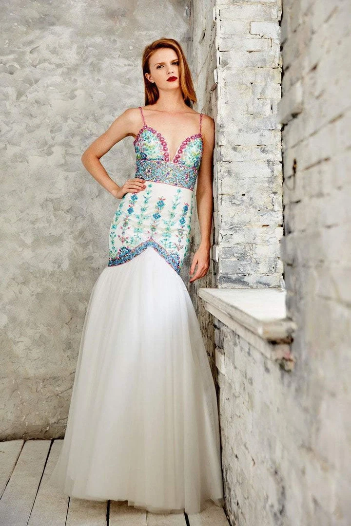 Formal Gowns Angela & Alison - 971089 Plunging V-Neck Adorned Trumpet Gown 4 Formal Gowns Angela & Alison - 971089 Plunging V-Neck Adorned Trumpet Gown