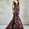 Angela & Alison Floral Print V-Neck Cutout Illusion Long Evening Gown 771030 Formal Gowns 1 Angela & Alison Floral Print V-Neck Cutout Illusion Long Evening Gown 771030 Formal Gowns