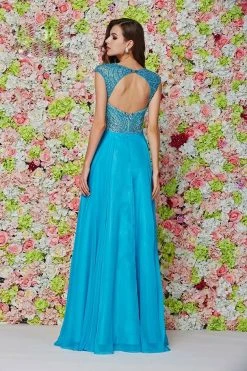 Formal Gowns Angela & Alison Keyhole Cutout Sweetheart Embellished A-Line Gown