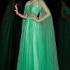 Angela & Alison Ornate Illusion Caped Tulle Ballgown - 1 Pc Spring Green In Size Large Available Formal Gowns 1 Angela & Alison Ornate Illusion Caped Tulle Ballgown - 1 Pc Spring Green In Size Large Available Formal Gowns