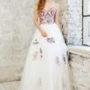 Formal Gowns Angela & Alison Strapless Floral Embroidery Gown 71013 - 1 Pc Ivory In Size 6 Available