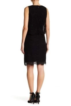 Anne Klein - 10629662 Sleeveless Popover Scalloped Lace Crepe Dress