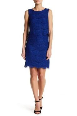 Anne Klein - 10629662 Sleeveless Popover Scalloped Lace Crepe Dress 14 Anne Klein - 10629662 Sleeveless Popover Scalloped Lace Crepe Dress