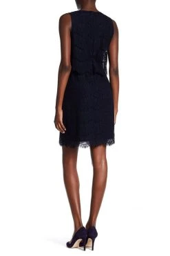 Anne Klein - 10629662 Sleeveless Popover Scalloped Lace Crepe Dress 18 Anne Klein - 10629662 Sleeveless Popover Scalloped Lace Crepe Dress