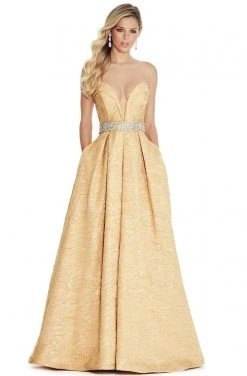 Formal Gowns Ashley Lauren - 1269 Brocade Ball Gown With Beaded Belt 14 Formal Gowns Ashley Lauren - 1269 Brocade Ball Gown With Beaded Belt