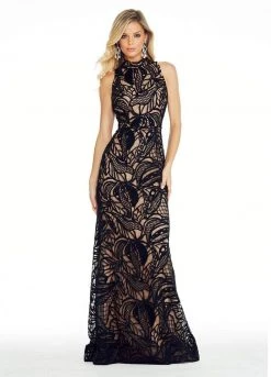 Ashley Lauren - 1284 Embroidered Stretch Knit Evening Dress