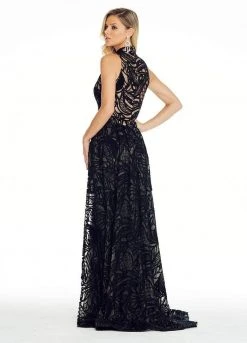 Ashley Lauren - 1284 Embroidered Stretch Knit Evening Dress
