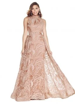 Ashley Lauren - 1284 Embroidered Stretch Knit Evening Dress