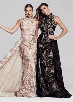 Ashley Lauren - 1284 Embroidered Stretch Knit Evening Dress