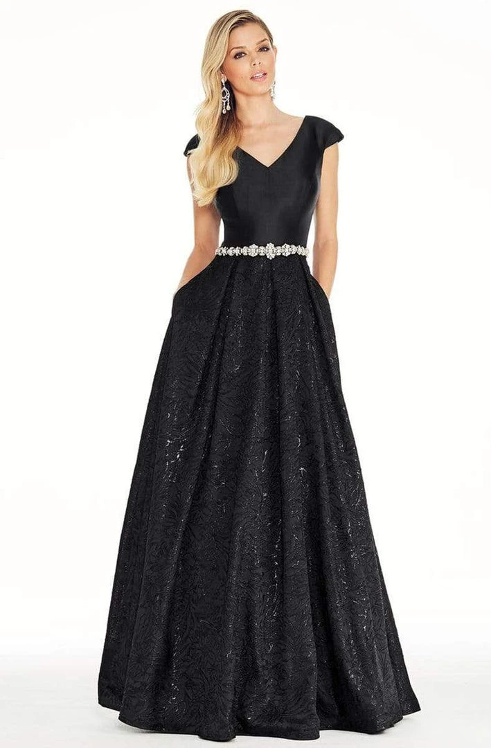 Formal Gowns Ashley Lauren - 1306 Brocade Ball Gown With Beaded Belt 3 Formal Gowns Ashley Lauren - 1306 Brocade Ball Gown With Beaded Belt