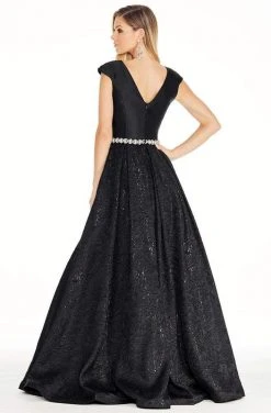 Formal Gowns Ashley Lauren - 1306 Brocade Ball Gown With Beaded Belt