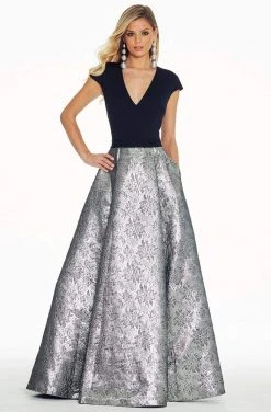 Ashley Lauren - 1308 Fitted Cap Sleeves Brocade Ballgown