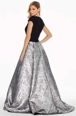 Ashley Lauren - 1308 Fitted Cap Sleeves Brocade Ballgown