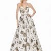 Ashley Lauren - 1328 Deep V-neck Brocade Ballgown 2 Ashley Lauren - 1328 Deep V-neck Brocade Ballgown