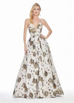 Ashley Lauren - 1328 Deep V-neck Brocade Ballgown