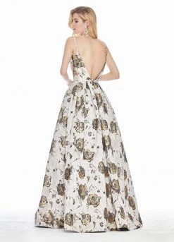 Ashley Lauren - 1328 Deep V-neck Brocade Ballgown