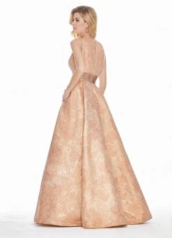 Ashley Lauren - 1329 Sleeveless Beaded Brocade Ballgown Formal Gowns