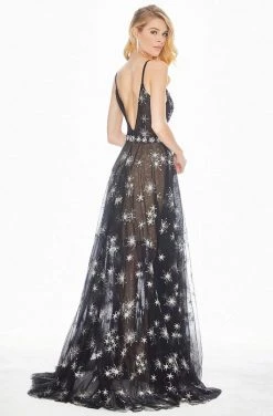 Ashley Lauren - 1332 Crystal Beaded Plunging V-neck A-line Dress Formal Gowns