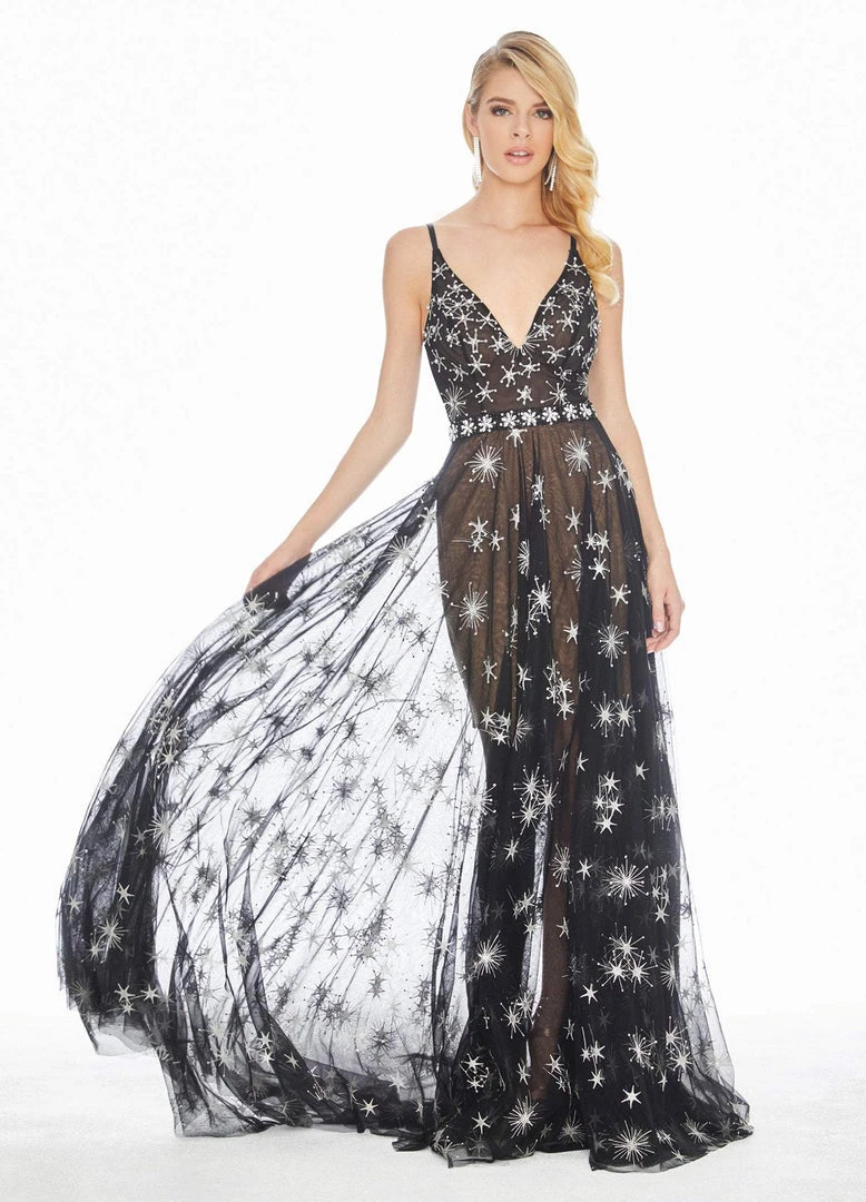Ashley Lauren - 1332 Crystal Beaded Plunging V-neck A-line Dress Formal Gowns 5 Ashley Lauren - 1332 Crystal Beaded Plunging V-neck A-line Dress Formal Gowns