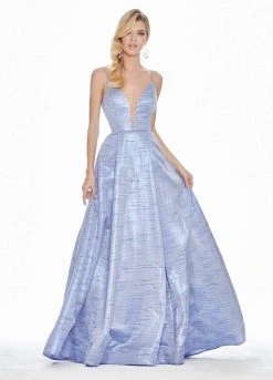 Formal Gowns Ashley Lauren - 1336 Plunging V-Neck Pleated Ballgown 14 Formal Gowns Ashley Lauren - 1336 Plunging V-Neck Pleated Ballgown