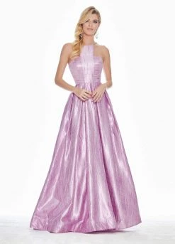 Formal Gowns Ashley Lauren - 1339 Cut-In Halter Metallic Brocade Ballgown 12 Formal Gowns Ashley Lauren - 1339 Cut-In Halter Metallic Brocade Ballgown