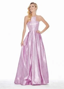 Formal Gowns Ashley Lauren - 1339 Cut-In Halter Metallic Brocade Ballgown 13 Formal Gowns Ashley Lauren - 1339 Cut-In Halter Metallic Brocade Ballgown