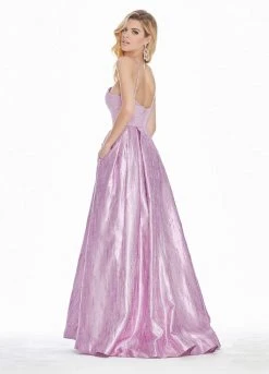 Formal Gowns Ashley Lauren - 1339 Cut-In Halter Metallic Brocade Ballgown 14 Formal Gowns Ashley Lauren - 1339 Cut-In Halter Metallic Brocade Ballgown