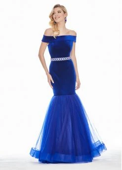 Formal Gowns Ashley Lauren - 1342 Off-Shoulder Velvet Mermaid Evening Gown