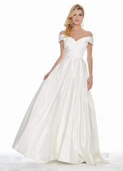 Ashley Lauren - 1343 Surplice Off Shoulder Satin Ballgown Formal Gowns