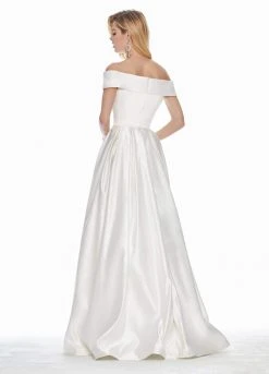 Ashley Lauren - 1343 Surplice Off Shoulder Satin Ballgown Formal Gowns