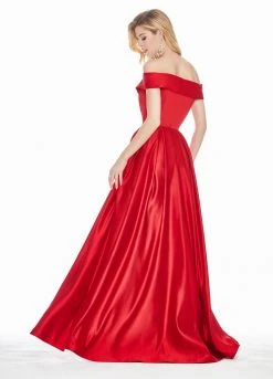 Ashley Lauren - 1343 Surplice Off Shoulder Satin Ballgown Formal Gowns