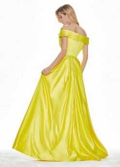 Ashley Lauren - 1343 Surplice Off Shoulder Satin Ballgown Formal Gowns