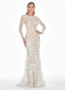 Ashley Lauren - 1349 Sequined Long Sleeve Bateau Trumpet Dress