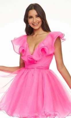 Cocktail Dresses Ashley Lauren - Ruffle Draped Cocktail Dress 4464 - 1 Pc Hot Pink In Size 8 Available