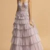 Aspeed Design - Appliqued Tiered Evening Dress L2254 - 1 Pc Blush In Size L Available