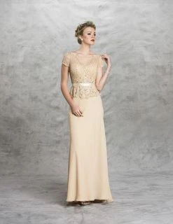 Formal Gowns Aspeed Design Beaded Sheer Peplum Long Sheath Dress L1473